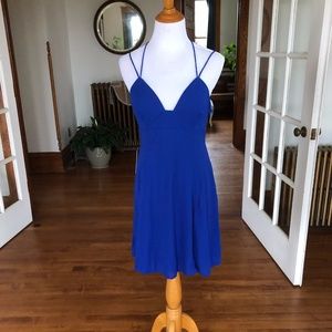 EXPRESS Cobalt Blue Strappy Sundress Flowing Skirt Cut-Out Back Size 8